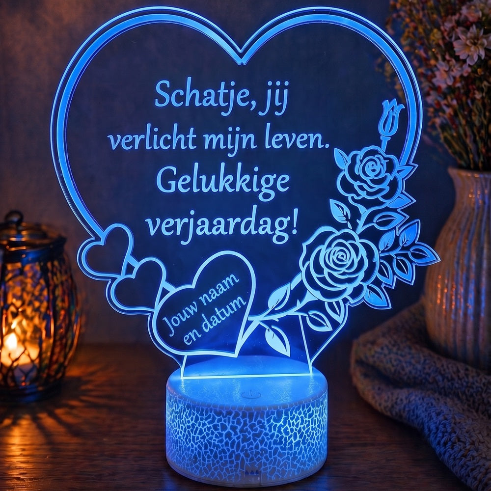 XL LED Lamp Hart – Gepersonaliseerd met naam & datum (25×23 cm)