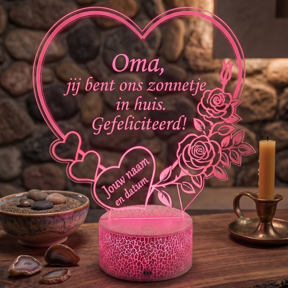 XL LED Lamp Hart – Gepersonaliseerd met naam & datum (25×23 cm)