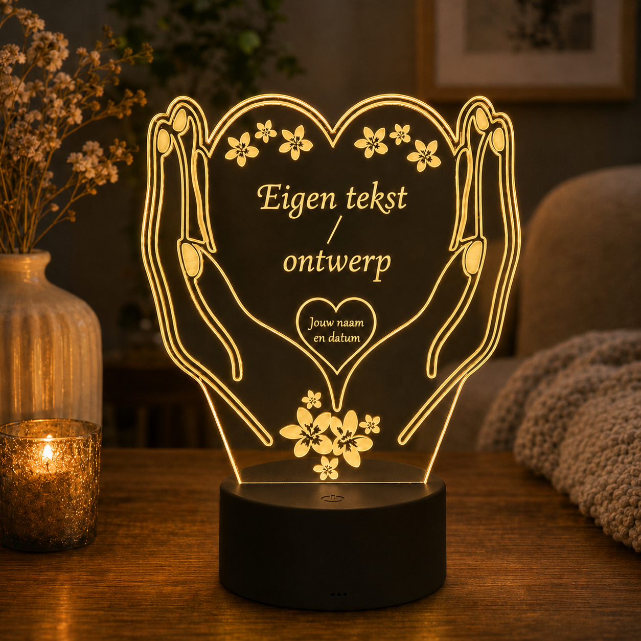 Gepersonaliseerde Kleine LED Lamp Hart