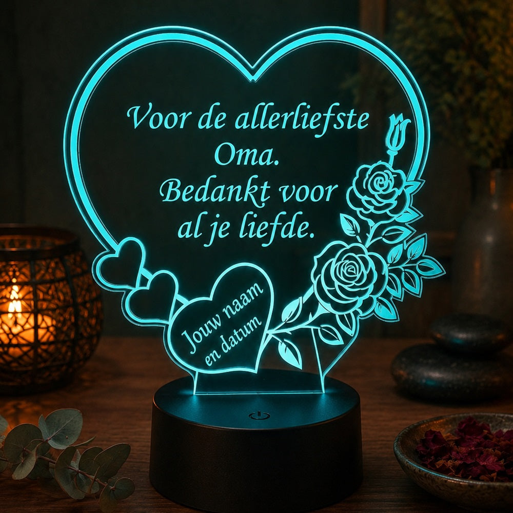 XL LED Lamp Hart – Gepersonaliseerd met naam & datum (25×23 cm)