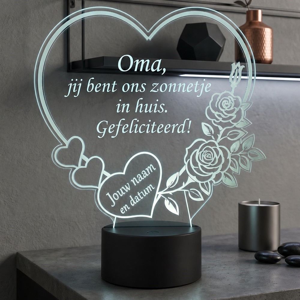 XL LED Lamp Hart – Gepersonaliseerd met naam & datum (25×23 cm)