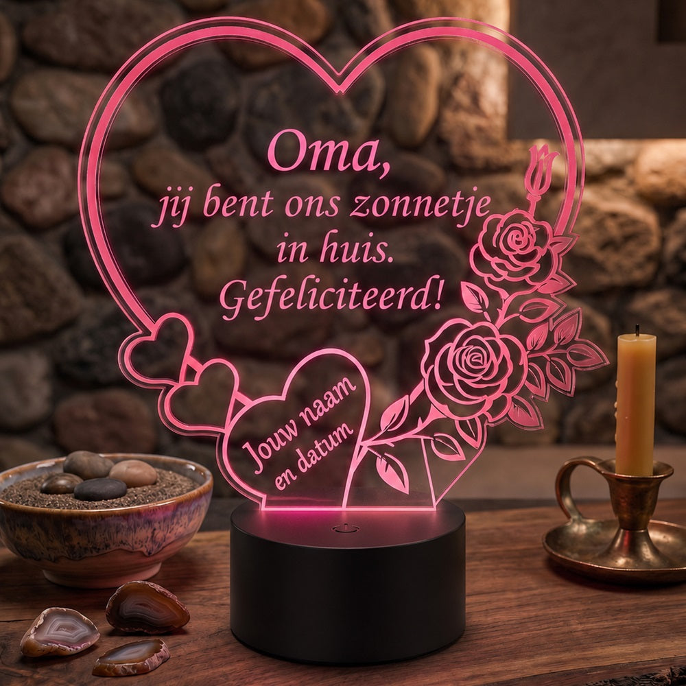 XL LED Lamp Hart – Gepersonaliseerd met naam & datum (25×23 cm)