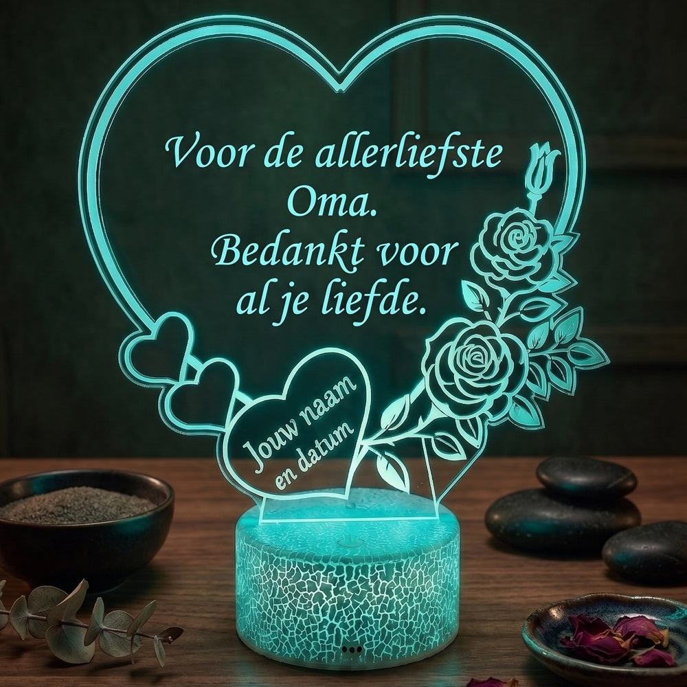 XL LED Lamp Hart – Gepersonaliseerd met naam & datum (25×23 cm)