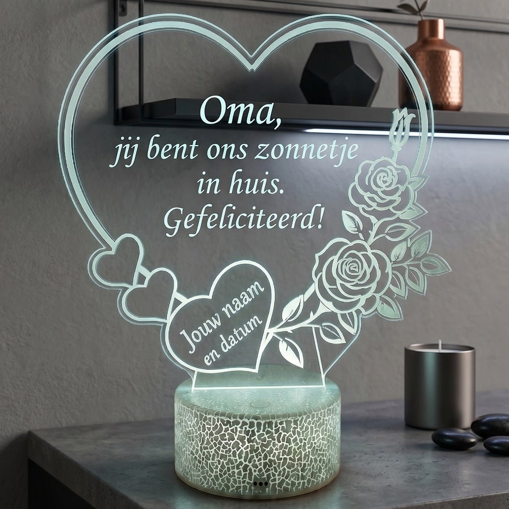 XL LED Lamp Hart – Gepersonaliseerd met naam & datum (25×23 cm)